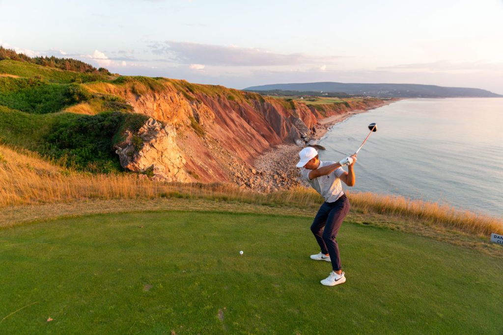 A clifftop green over the Atlantic