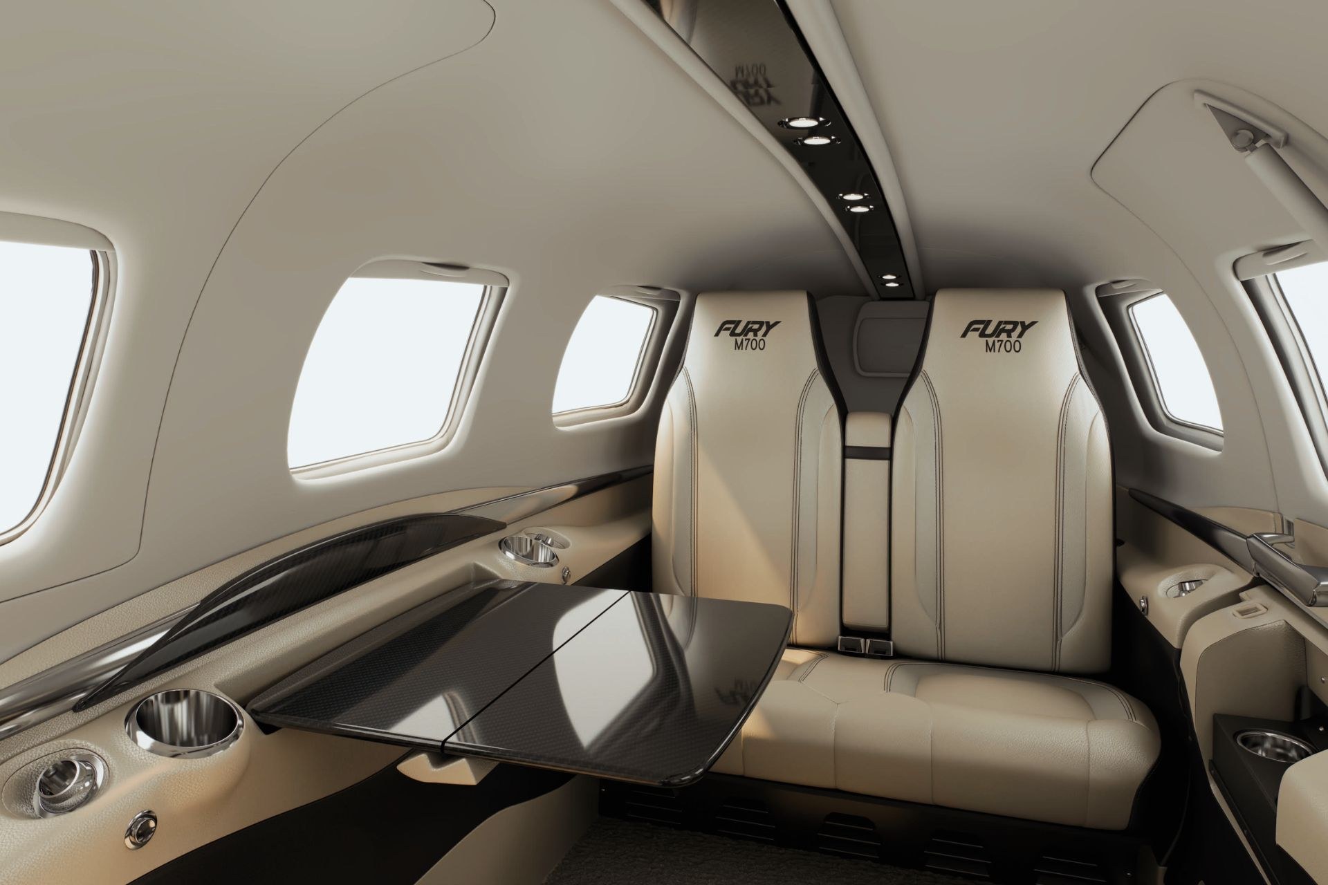 Piper Meridian cabin: conference seating with fold‑out table
