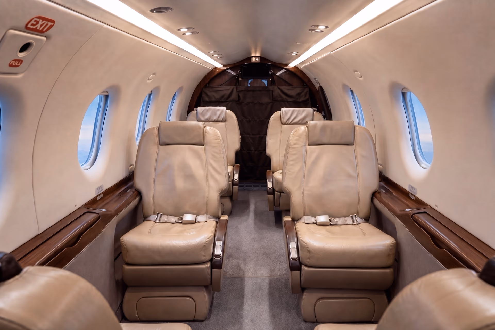 The PC-12 cabin with executive club seating